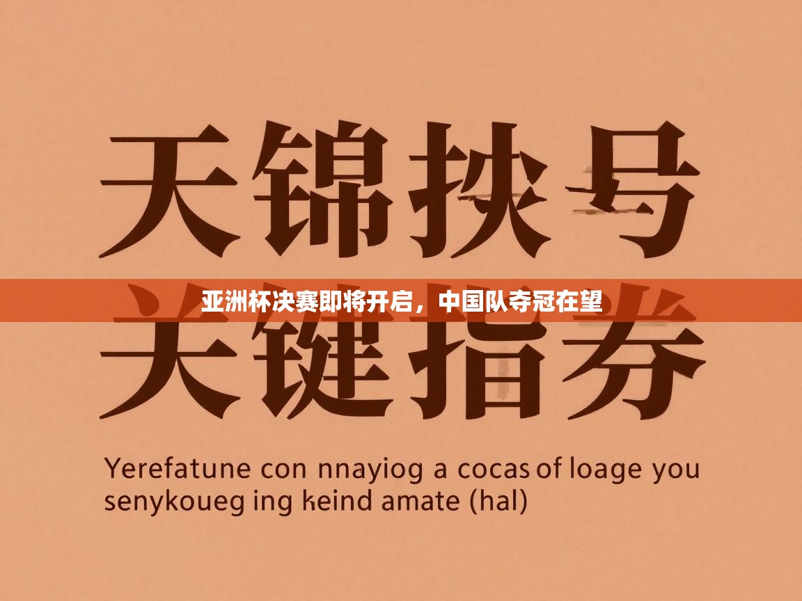 亚洲杯决赛即将开启，中国队夺冠在望  第2张